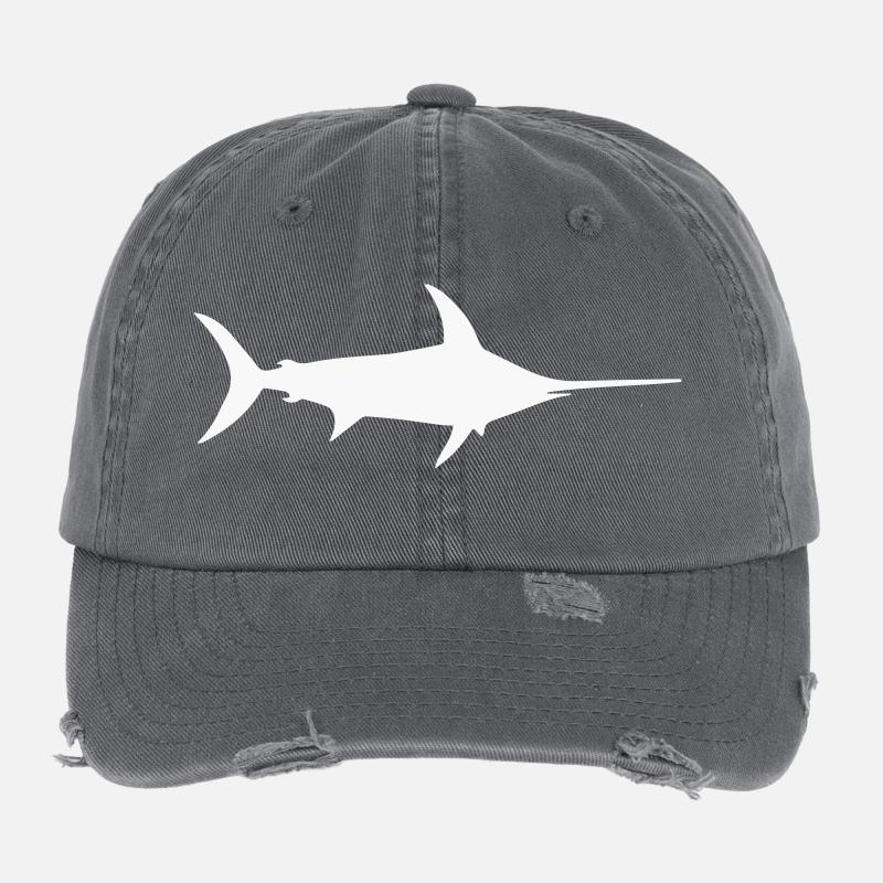 Swordfish ocean fish dolphin Flexfit Vintage Destroyed Cap