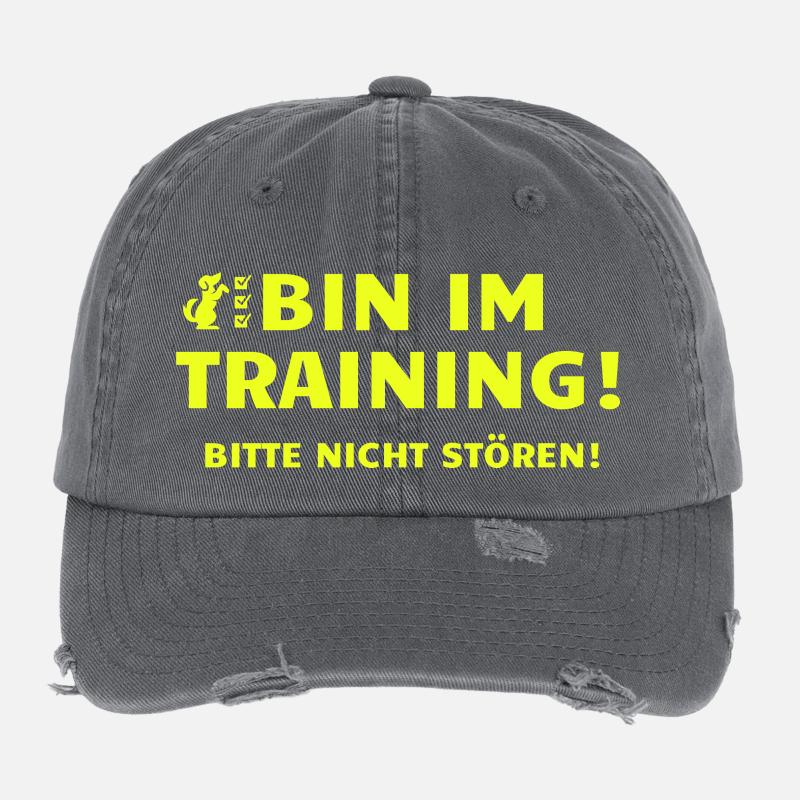I'M IN TRAINING - PLEASE DON'T DISTURB! - Flexfit Vintage Destroyed Cap - dark grey