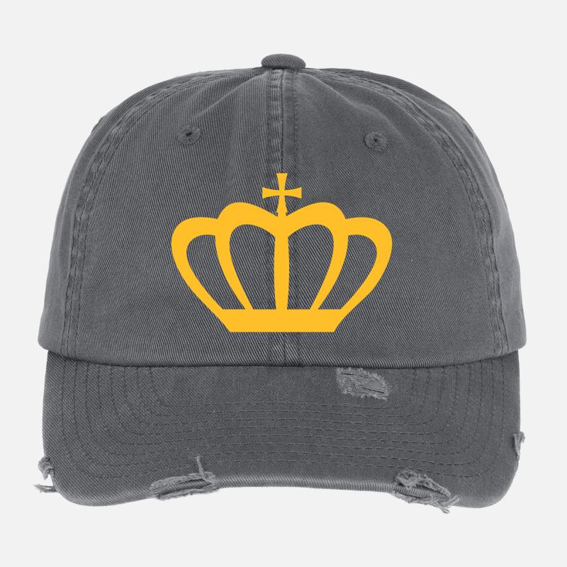 Krone Sieger König - Flexfit Vintage Destroyed Cap - Dunkelgrau