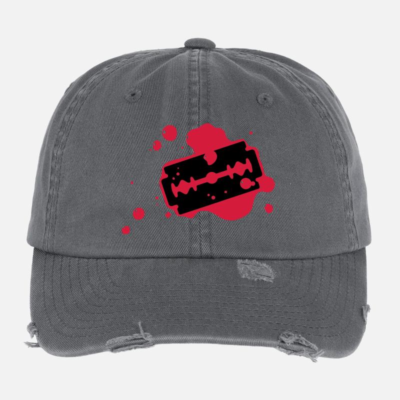 Razor blade with blood Flexfit Vintage Destroyed Cap