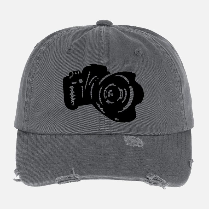 caméra Casquette vintage effet usé Flexfit