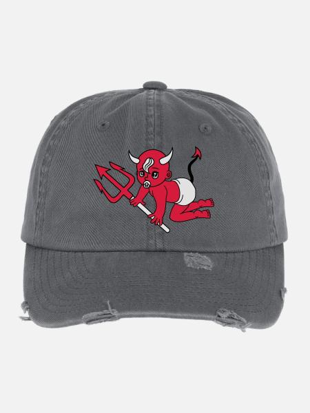 evil devil demon hell devil satan crawling pacifie - Flexfit Vintage Destroyed Cap - dark grey - Front