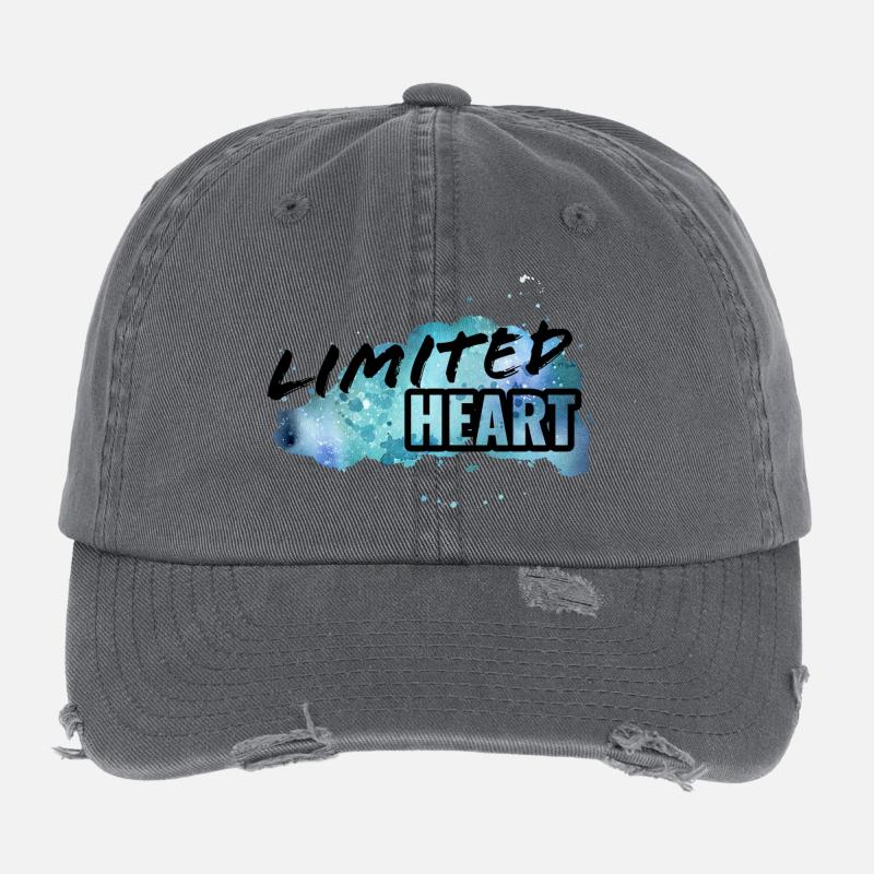 Minimalist Heart and Ink Splash Design - Flexfit Vintage Destroyed Cap - dark grey
