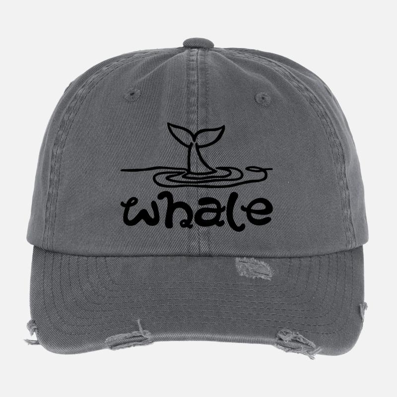 La queue de la baleine (noir) Casquette vintage effet usé Flexfit