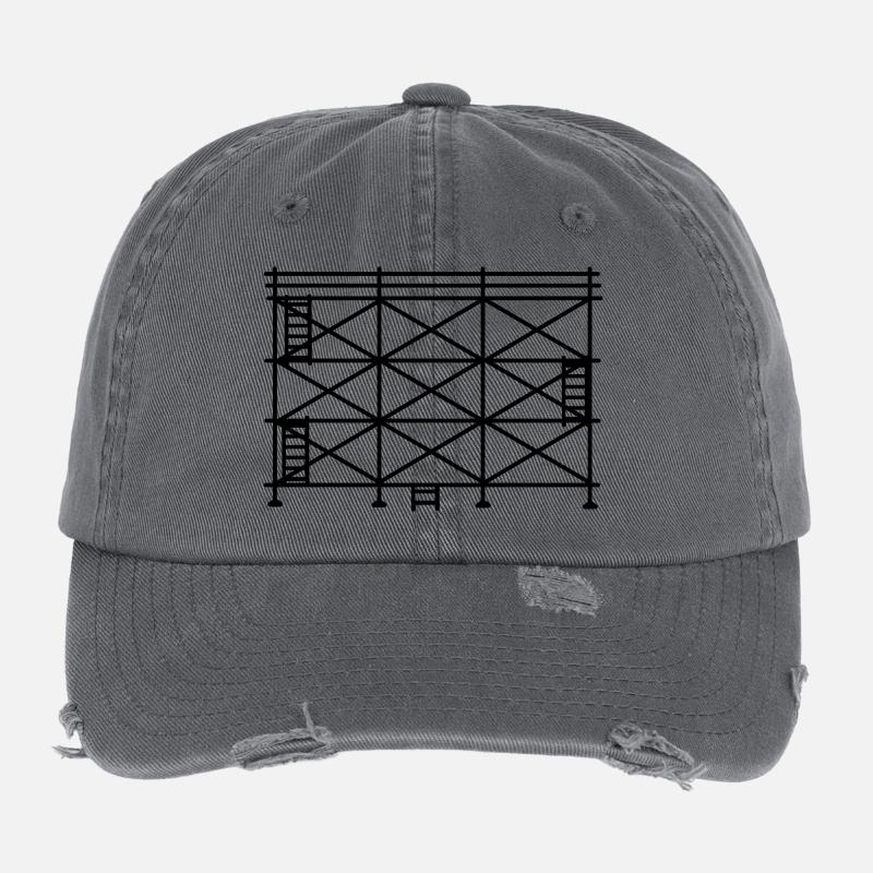 Scaffolding silhouette, construction scaffolding Flexfit Vintage Destroyed Cap