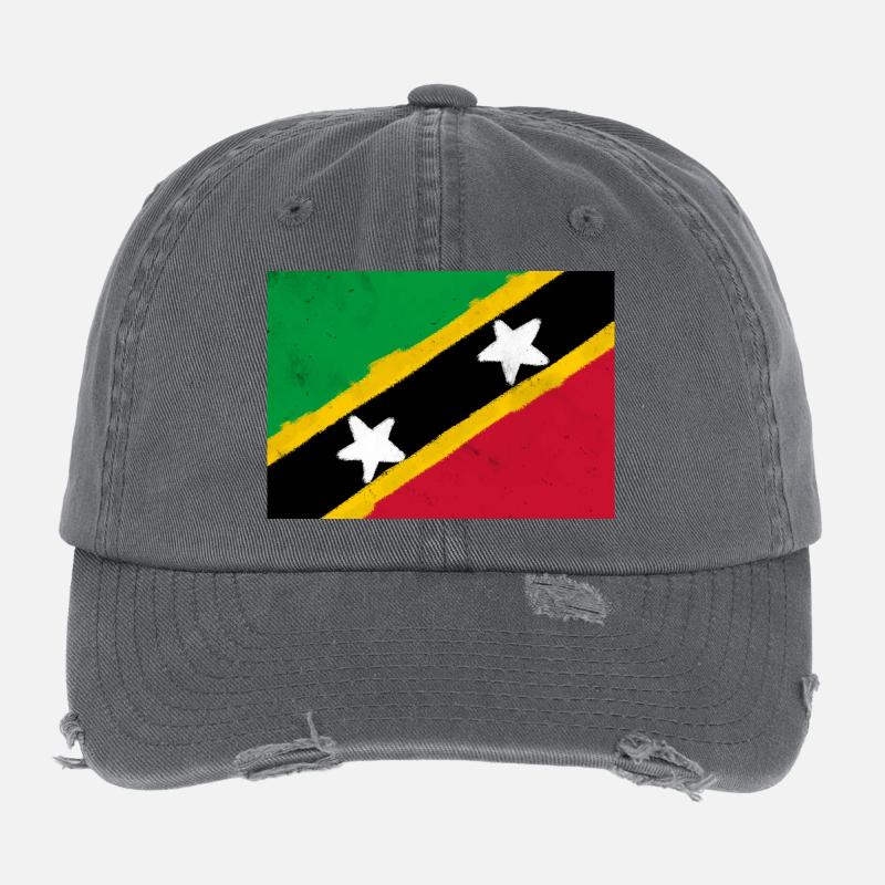 Drapeau de Saint-Kitts-et-Nevis Casquette vintage effet usé Flexfit