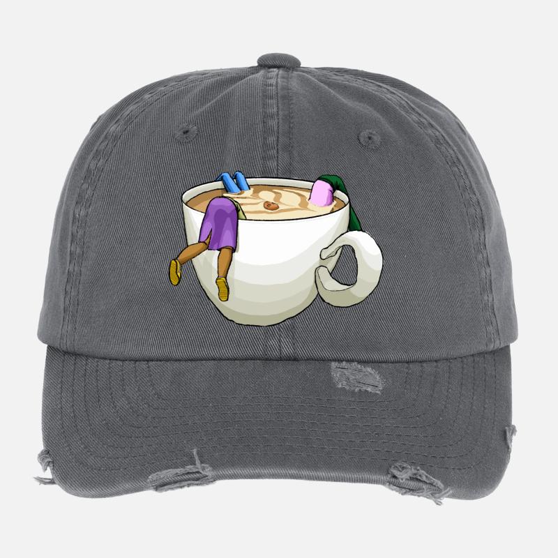 L’heure du café - Casquette vintage effet usé Flexfit - charbon