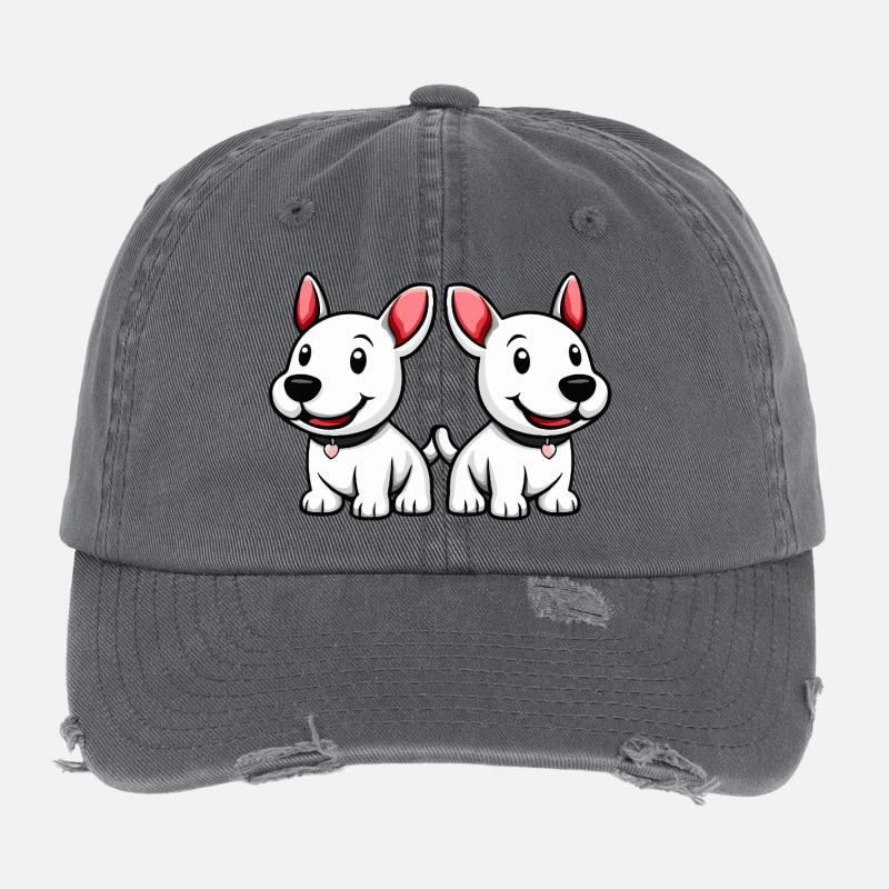 Bull Terrier Chien Bande dessinée Casquette vintage effet usé Flexfit