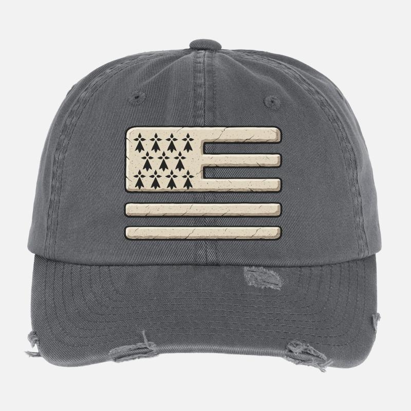 Bretagne - Drapeau Breton Gwenn ha Du en Pierre  Casquette vintage effet usé Flexfit