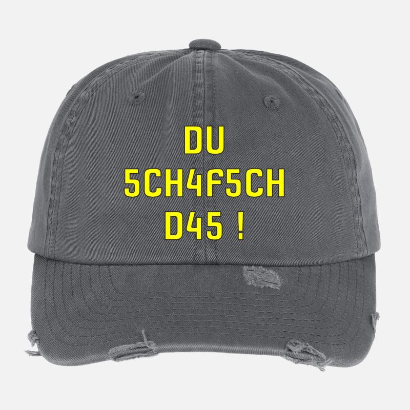 Motivation Shirt du schafsch das schweizerdeutsch Flexfit Vintage Destroyed Cap