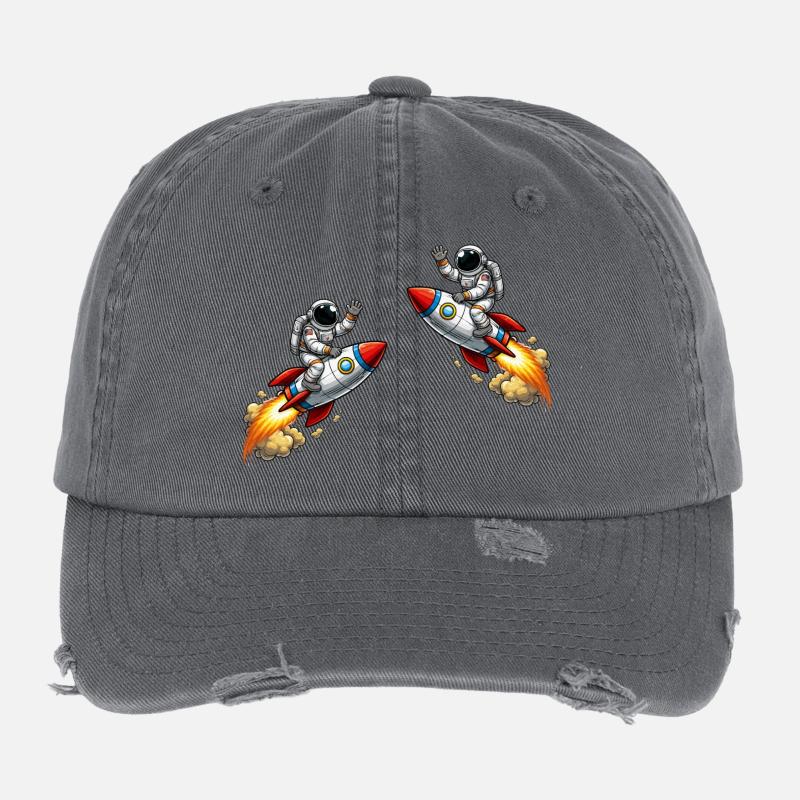 Astronaut Rocket Adventure Flexfit Vintage Destroyed Cap