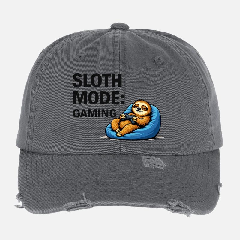 Sloth Mode Gaming Flexfit Vintage Destroyed Cap