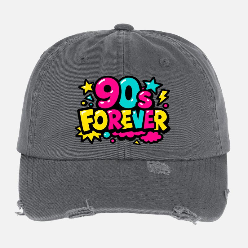 90s Forever Neon Pop Flexfit Vintage Destroyed Cap