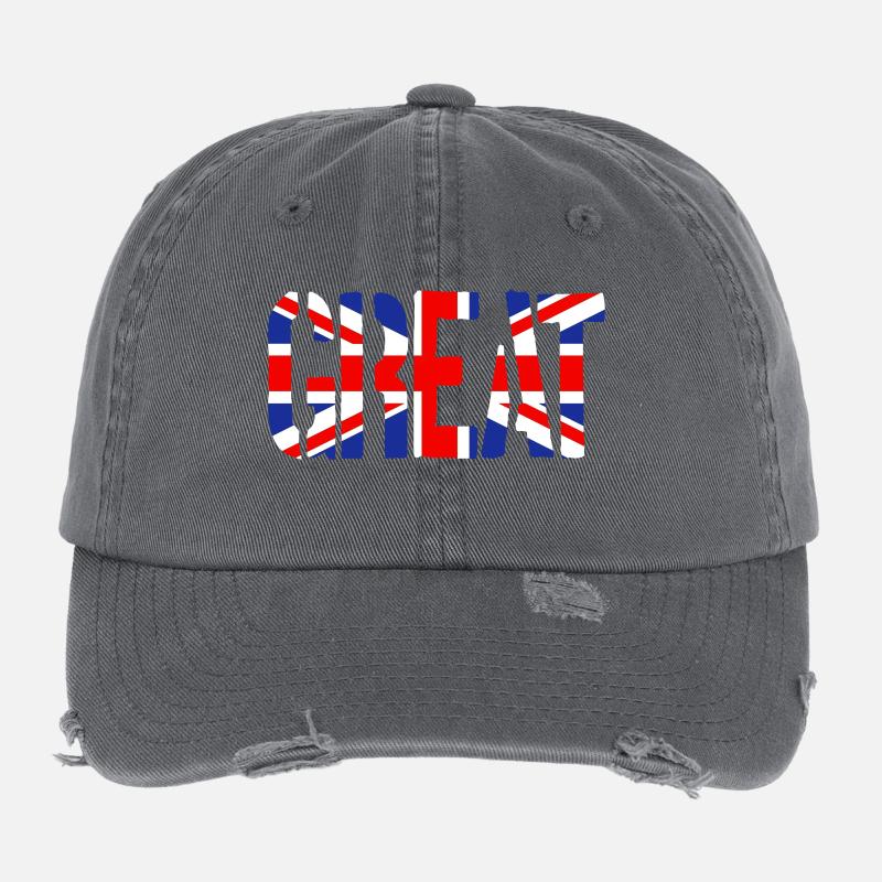 Great Britain Flag, British Flag, Union Jack, UK Flexfit Vintage Destroyed Cap