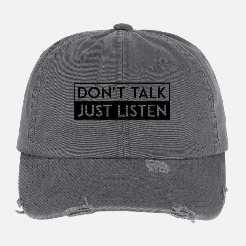 DON'T TALK JUST LISTEN black Flexfit Vintage Destroyed Cap