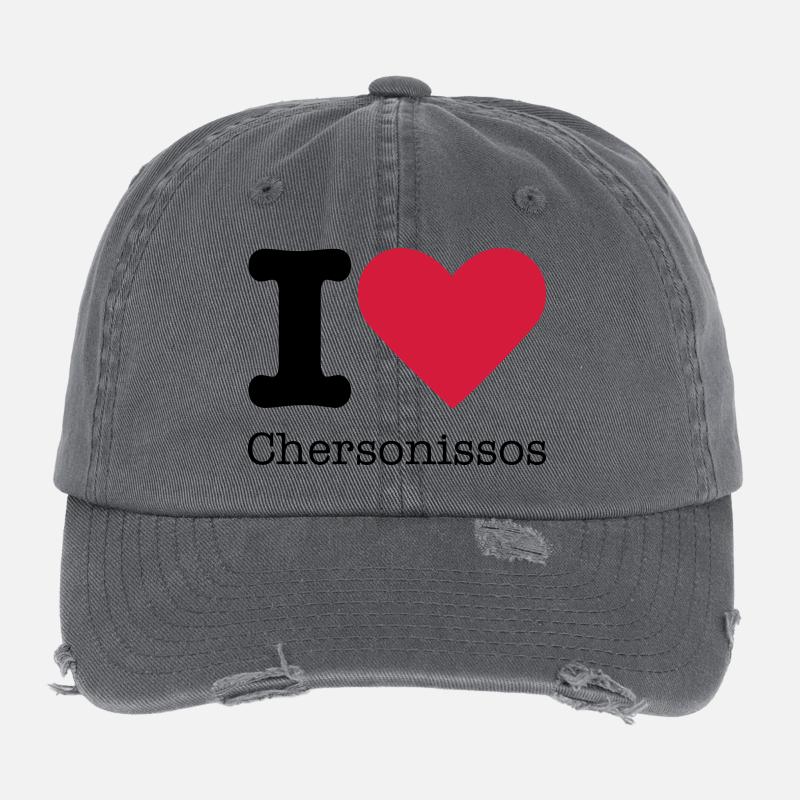 I Love Chersonissos Flexfit Vintage Destroyed Cap