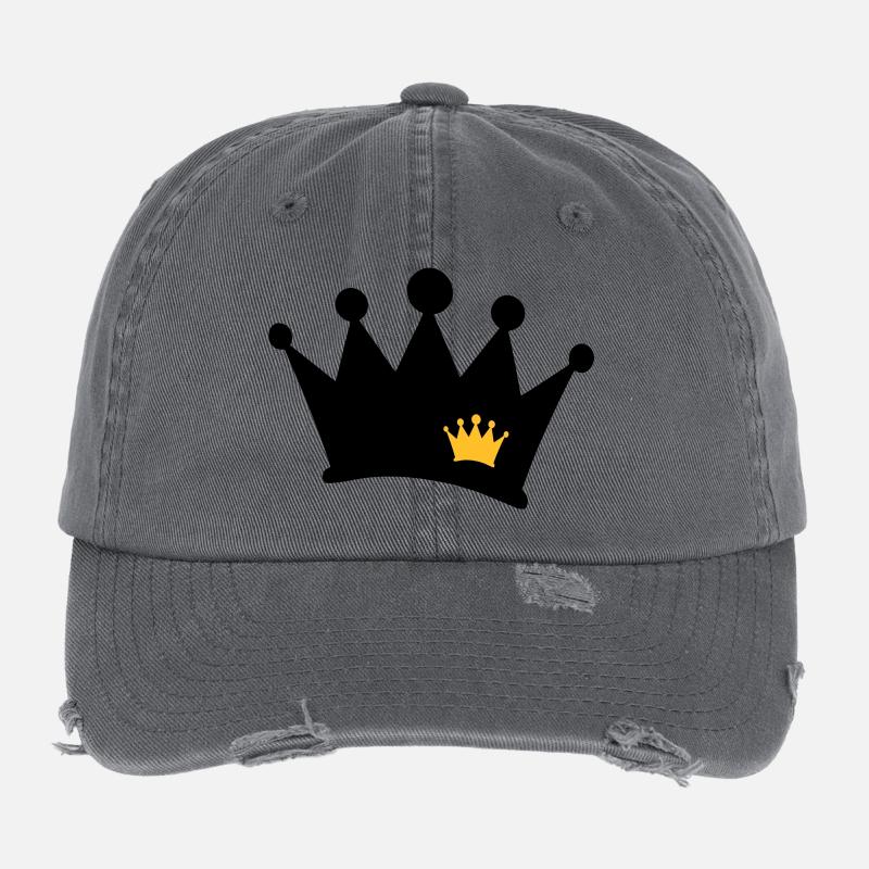 crown symbol - Flexfit Vintage Destroyed Cap - dark grey