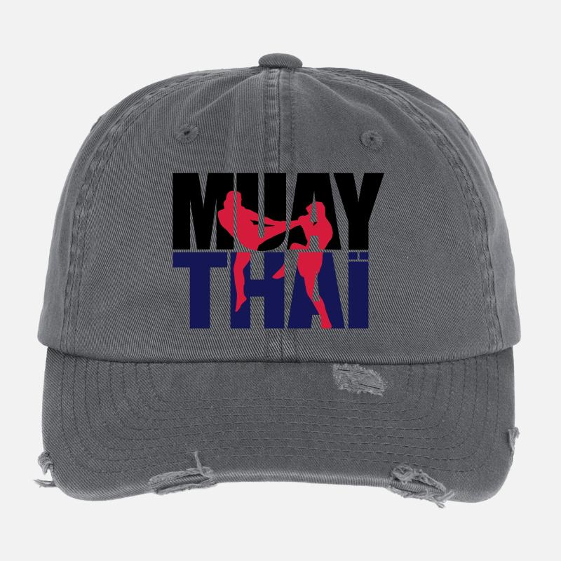 Muay thai logo full Boxe thailandaise Casquette vintage effet usé Flexfit