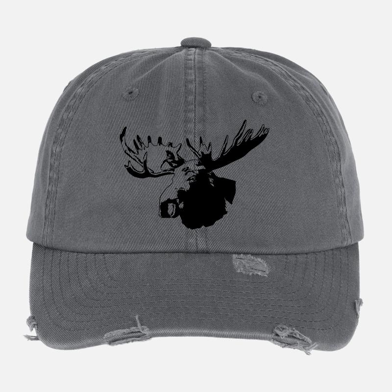 elch - elk - moose - jagd - jäger Flexfit Vintage Destroyed Cap