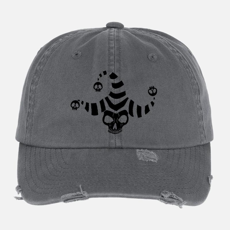 Black Goblin Skull Flexfit Vintage Destroyed Cap
