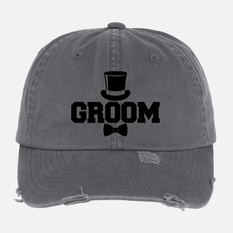 Bräutigam Cool Matching Paar Hochzeitsfeier Ehe Flexfit Vintage Destroyed Cap