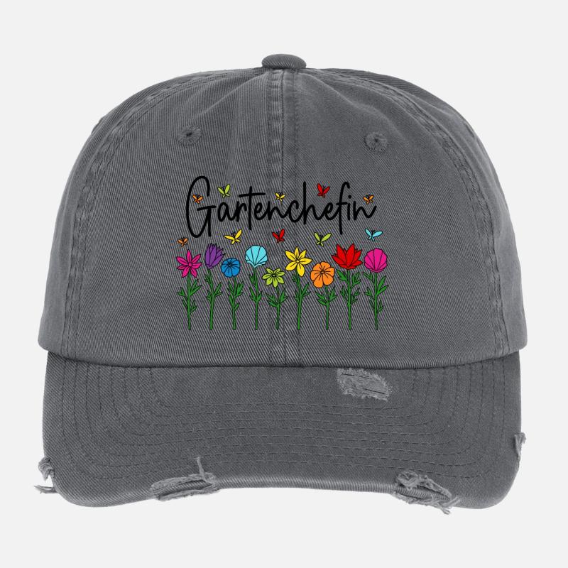 Garten Chefin Blumen Gartenarbeit Gartenchefin Flexfit Vintage Destroyed Cap