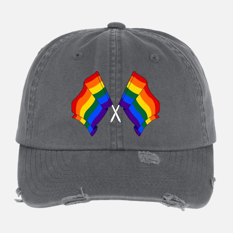 Deux drapeaux arc-en-ciel Casquette vintage effet usé Flexfit