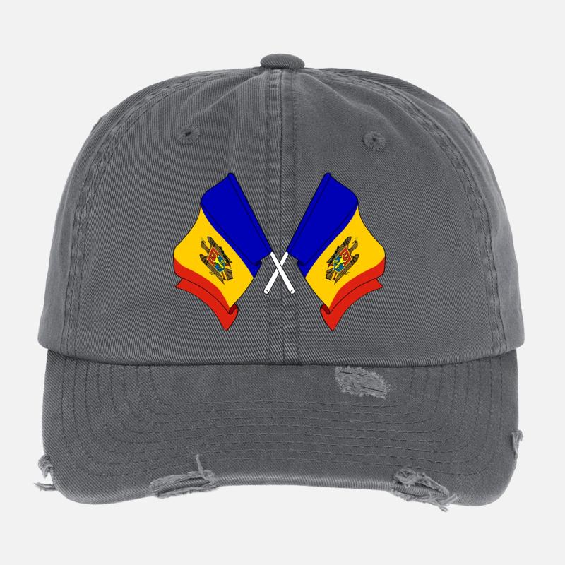 Deux drapeaux Moldavie Casquette vintage effet usé Flexfit