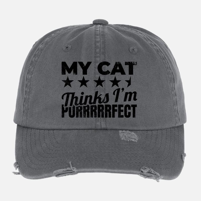Cat Owner Joke Flexfit Vintage Destroyed Cap