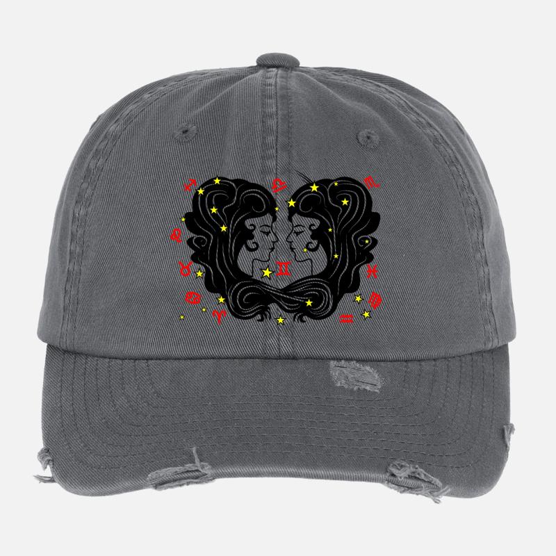 Sternzeichen Stern Logo Zwillinge Flexfit Vintage Destroyed Cap