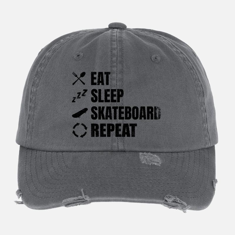 Skateboarder Daily Routine Flexfit Vintage Destroyed Cap