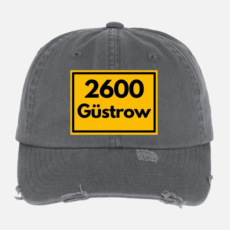Panneau de la ville - puis rétro ancien code postal 2600 GÜSTROW Casquette vintage effet usé Flexfit