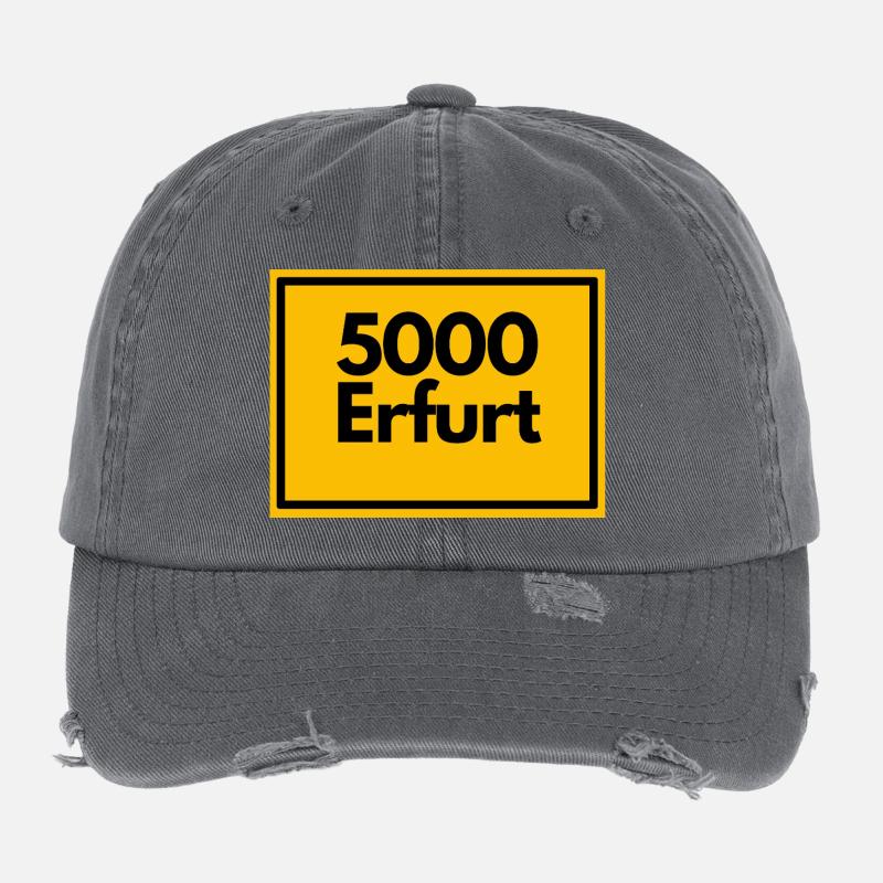 Panneau de la ville - puis rétro ancien code postal 5000 ERFURT Casquette vintage effet usé Flexfit
