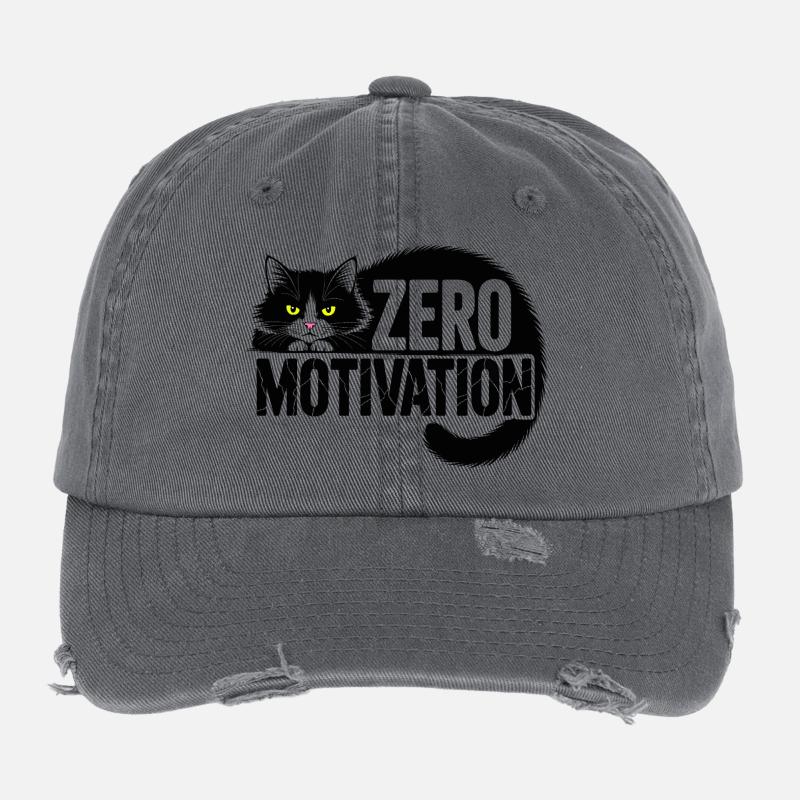 Null Motivation Katze Flexfit Vintage Destroyed Cap