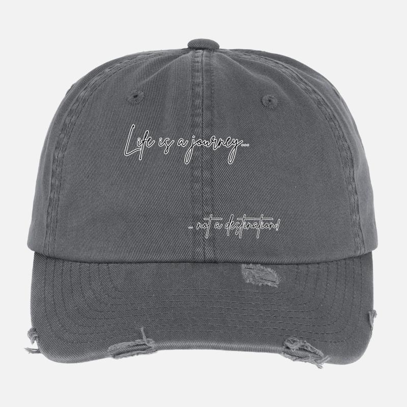 Das Leben ist eine Reise Zitat Design - Flexfit Vintage Destroyed Cap - Dunkelgrau