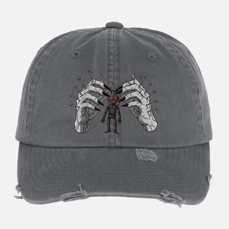 Demonic Hands Puppet Show Horror Gothic Flexfit Vintage Destroyed Cap