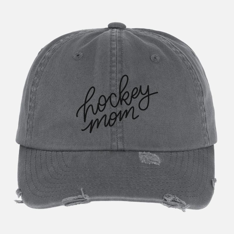 Hockey Mom Script Logo Casquette vintage effet usé Flexfit