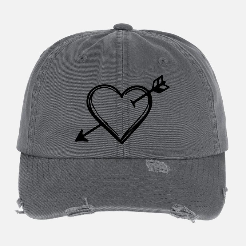 Icône de flèche en forme de cœur Casquette vintage effet usé Flexfit