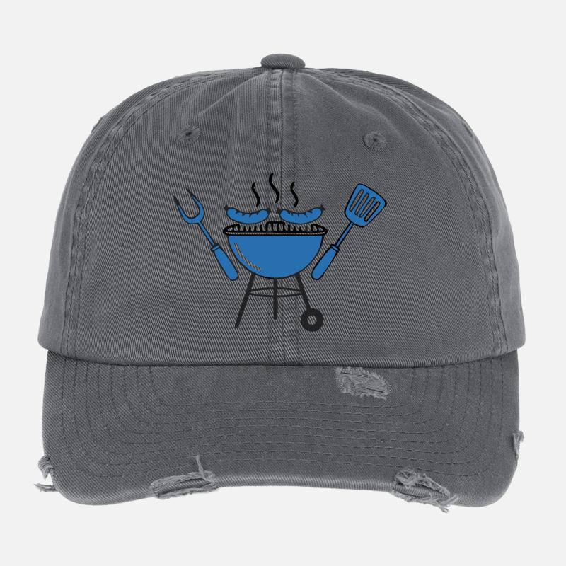 Kettle Grill Chicken Saucisses Vector Casquette vintage effet usé Flexfit