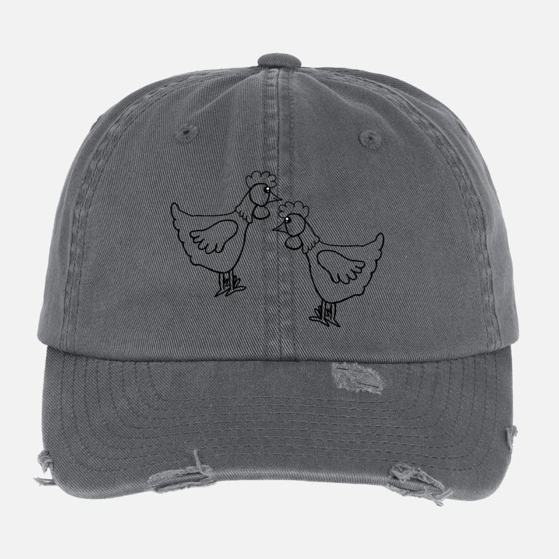 Hen Chicken Easter Kids Flexfit Vintage Destroyed Cap