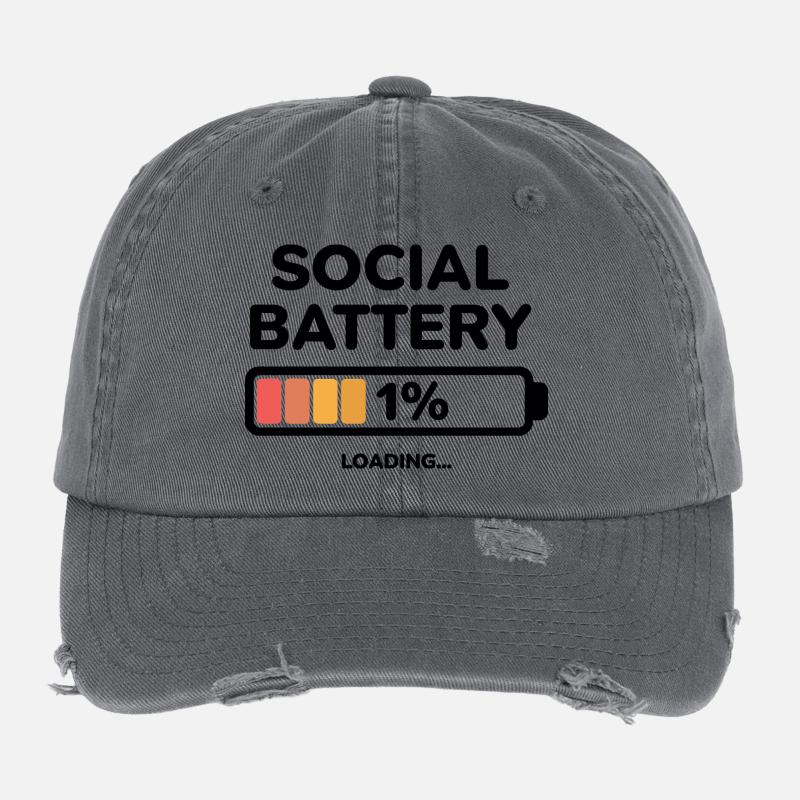 Social Battery 1% Design Flexfit Vintage Destroyed Cap
