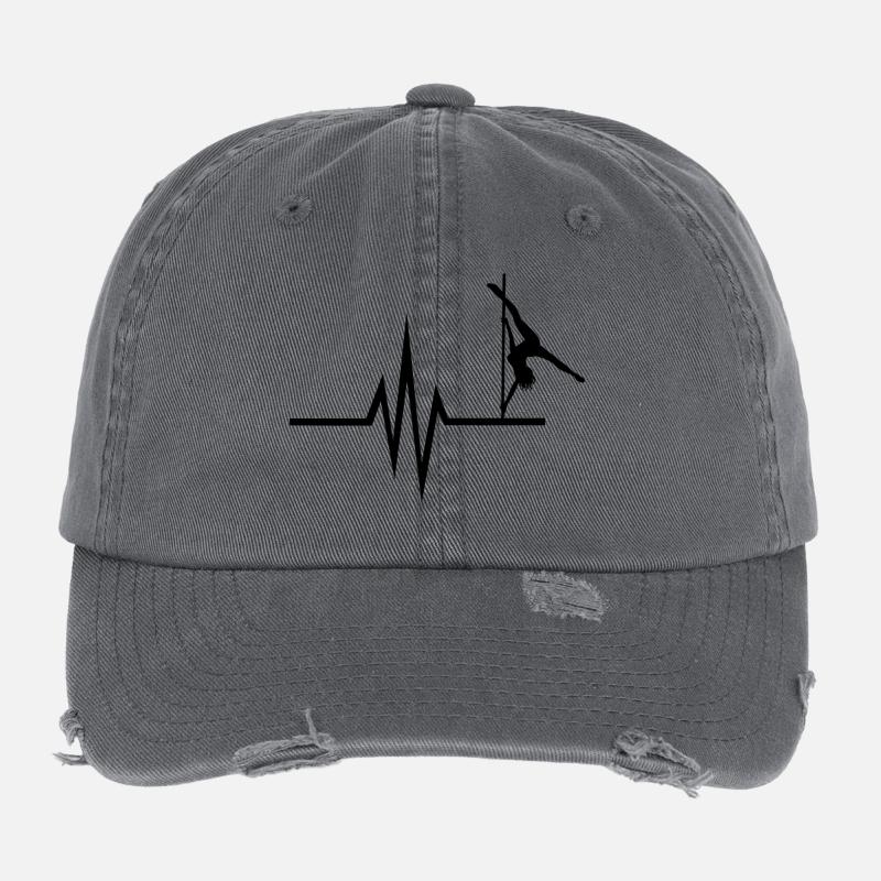 Mon cœur bat pour la pole dance - danse pole dancing Casquette vintage effet usé Flexfit