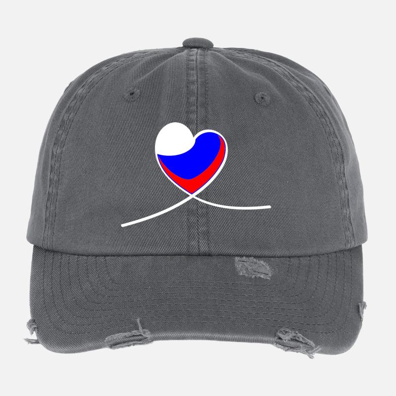 Russland Herz Flexfit Vintage Destroyed Cap