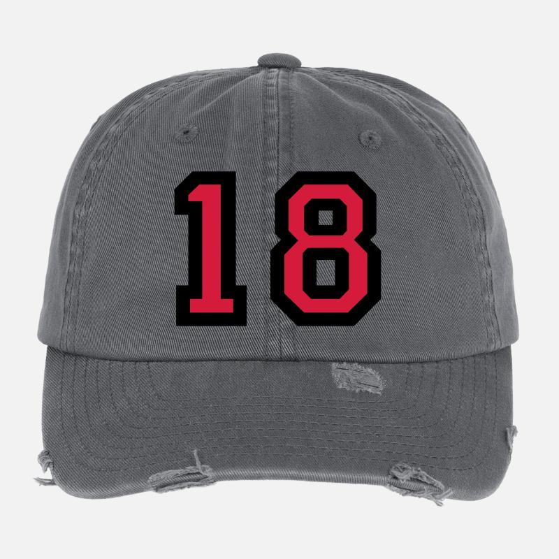 Zahl 18 - Nummer 18 (Rot) Nr. 18 Flexfit Vintage Destroyed Cap