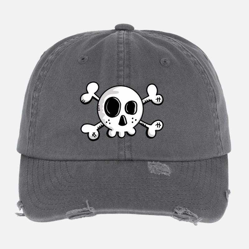 Small skull with crossed bones Flexfit Vintage Destroyed Cap