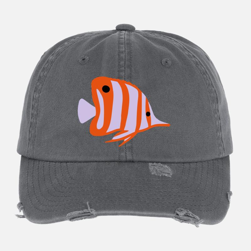 chelmon rostratus vektor - Flexfit Vintage Destroyed Cap - dark grey