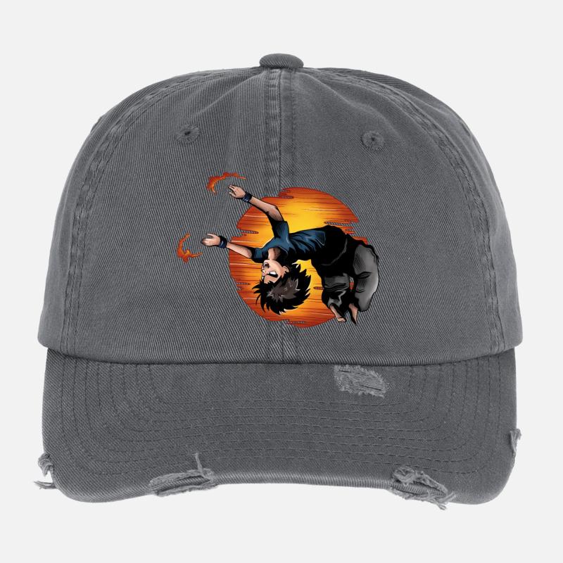 Backflip Anime Manga Figure Flexfit Vintage Destroyed Cap