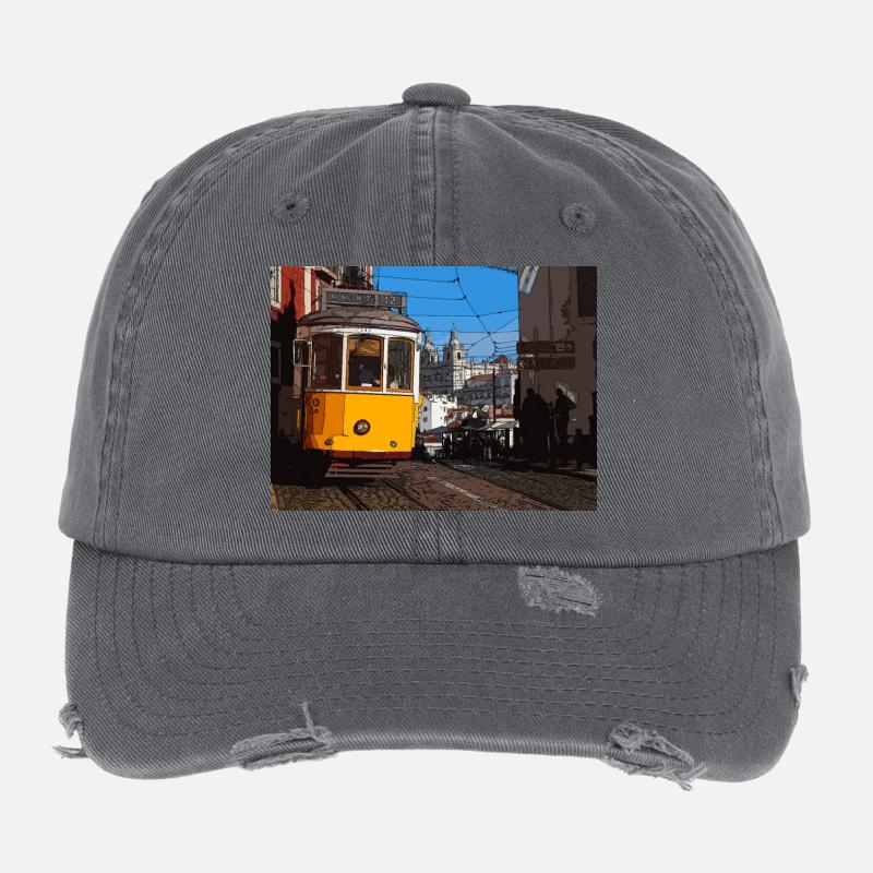 Tram à Lisbonne Casquette vintage effet usé Flexfit