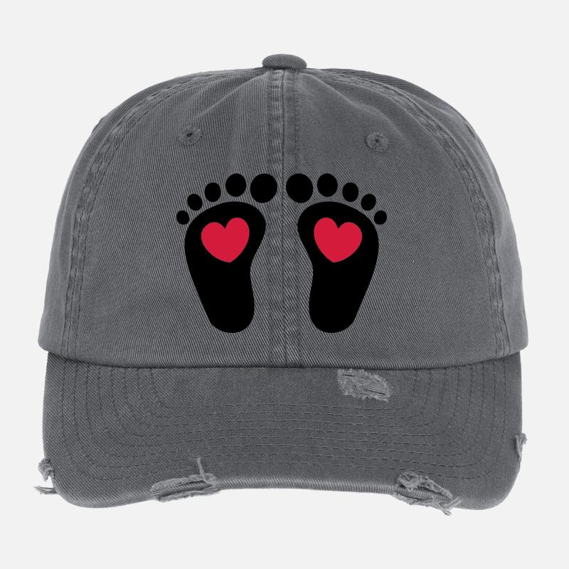 ❤ټCute Baby Footprints-Vector Footprintsټ❤ Flexfit Vintage Destroyed Cap