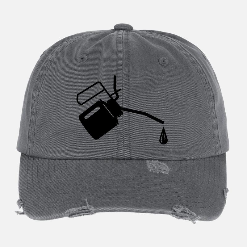 Ölkännchen mit einem Tropfen Öl Flexfit Vintage Destroyed Cap